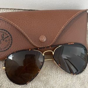 Ray Ban Brown Tortoise Aviator Sunglasses